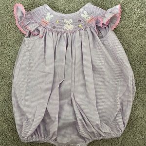 Smocked by StellyBelly 12M Purple Bunny